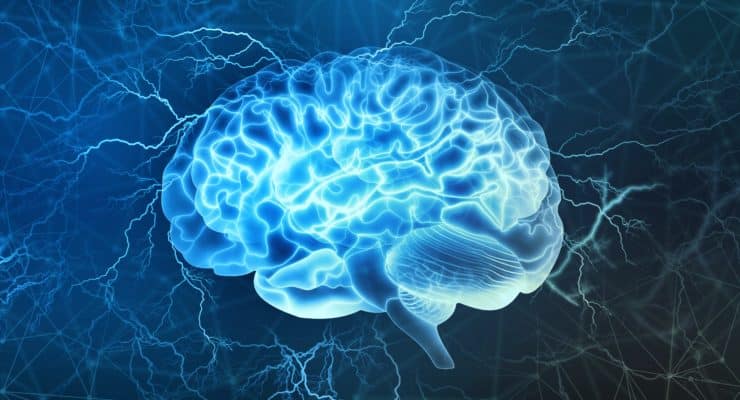 A digital illustration of the brain represents the neurological symptoms of Gaucher disease.